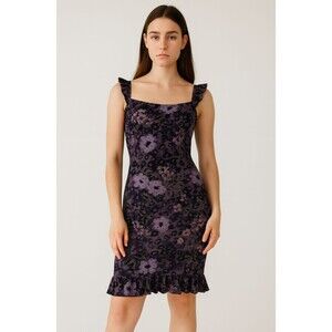 VTG Y2K Babydoll Dress Whimsigoth Purple Floral Leopard Print Fairy Girly Size S